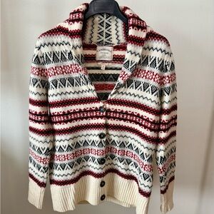 Cambridge Dry Goods Red, Black, and Cream Cardigan